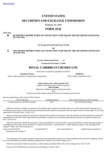Thumbnail Royal Caribbean Group Quarterly Report 2026-q2