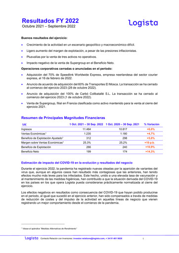 Thumbnail Logista (Compañía de Distribución Integral Logista) Financial Report 2022
