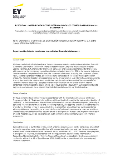 Miniature Logista (Compañía de Distribución Integral Logista) Rapport semestriel 2023-h1