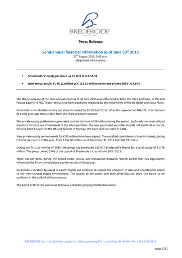 Thumbnail Brederode Half-year Report 2015-h1