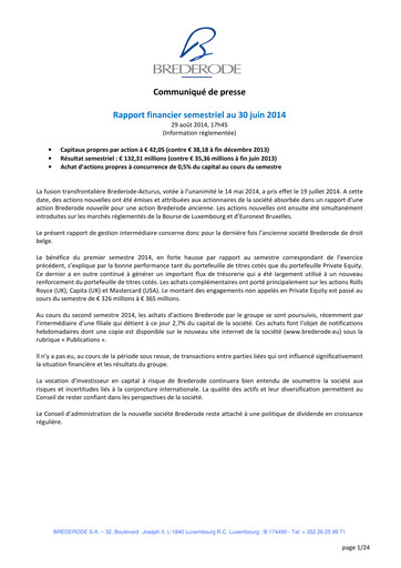 Thumbnail Brederode Half-year Report 2014-h1