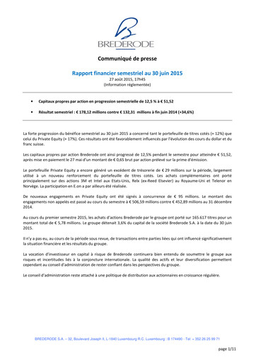 Thumbnail Brederode Half-year Report 2015-h1