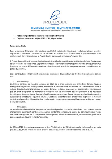 Thumbnail Brederode Half-year Report 2020-h1