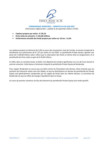 Thumbnail Brederode Half-year Report 2025-h1