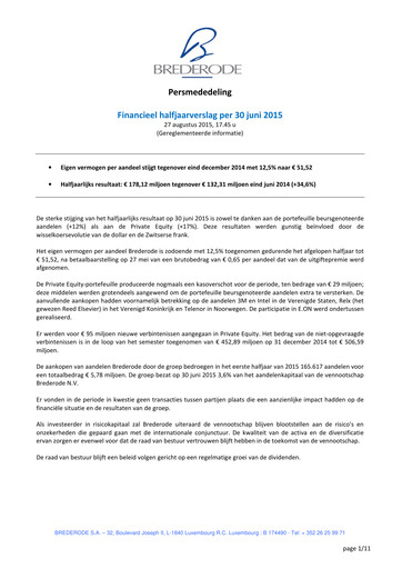 Thumbnail Brederode Half-year Report 2015-h1