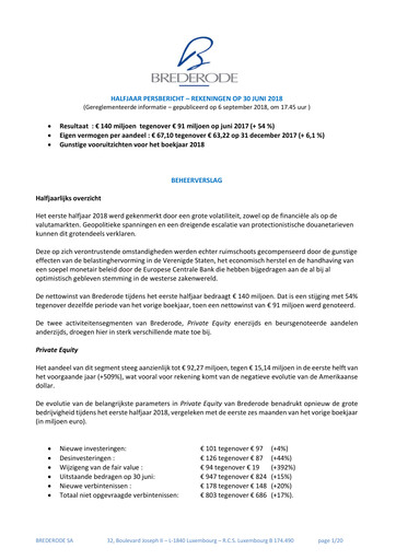 Thumbnail Brederode Half-year Report 2018-h1