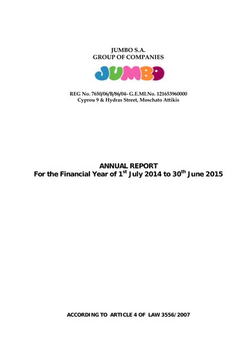 Thumbnail Jumbo S.A.
 Annual Report 2014-2015