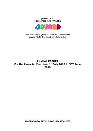 Thumbnail Jumbo S.A.
 Annual Report 2018-2019