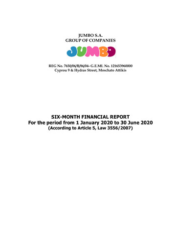 Miniature Jumbo S.A.
 Bilan financier 2020-h1