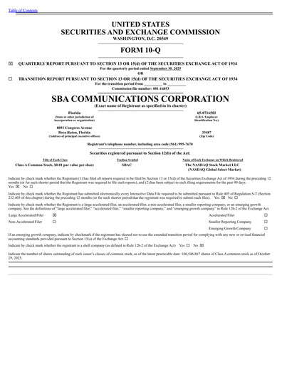 Thumbnail SBA Communications Quarterly Report 2025-q3