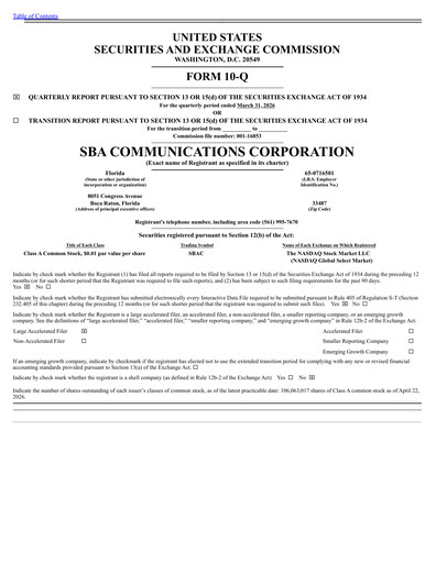Thumbnail SBA Communications Quarterly Report 2026-q1