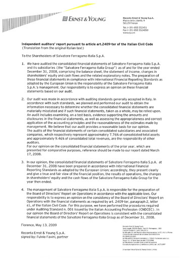 Thumbnail Salvatore Ferragamo Annual Report 2008