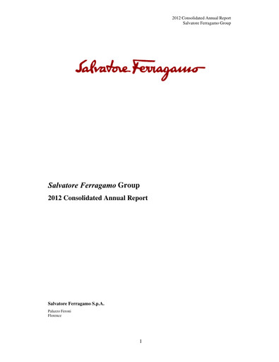 Thumbnail Salvatore Ferragamo Annual Report 2012