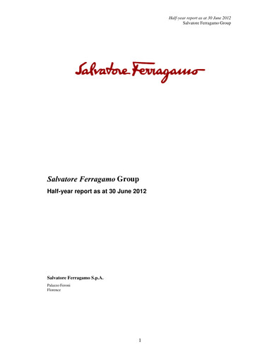 Thumbnail Salvatore Ferragamo Half-year Report 2012-h1