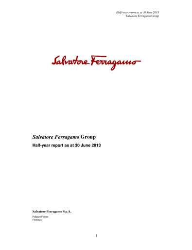 Thumbnail Salvatore Ferragamo Half-year Report 2013-h1