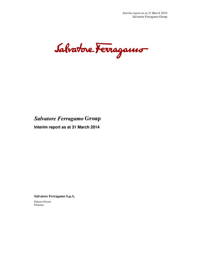 Thumbnail Salvatore Ferragamo Quarterly Report 2014-q1