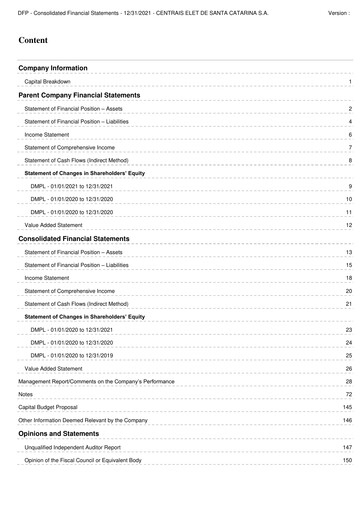 Thumbnail Celesc (Centrais Elétricas de Santa Catarina) Financial Statement 2021