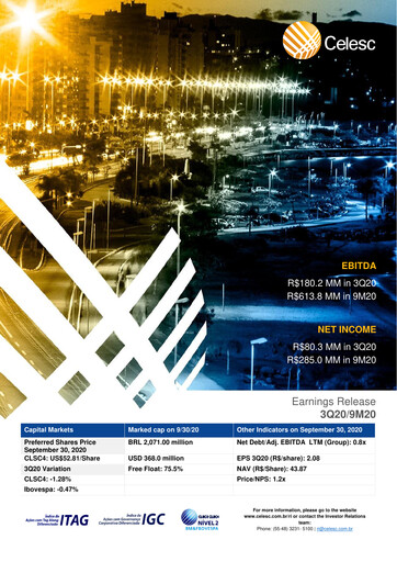 Thumbnail Celesc (Centrais Elétricas de Santa Catarina) Quarterly Report 2020-q3