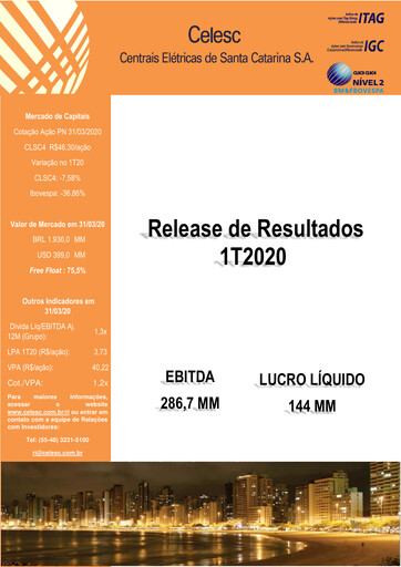 Thumbnail Celesc (Centrais Elétricas de Santa Catarina) Quarterly Report 2020-q1