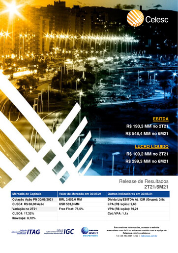 Thumbnail Celesc (Centrais Elétricas de Santa Catarina) Quarterly Report 2021-q2