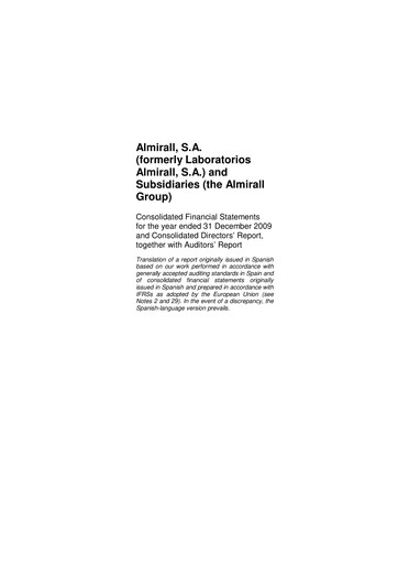 Thumbnail Almirall Financial Statement 2009