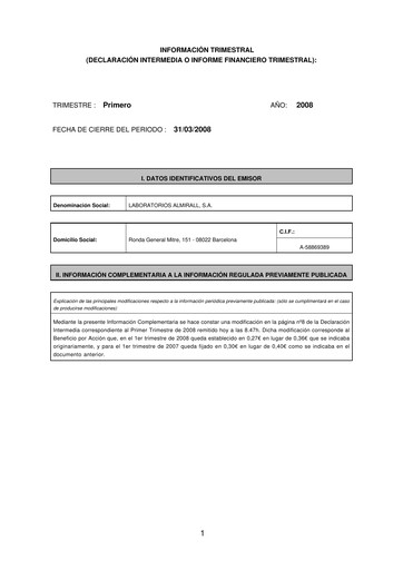 Miniature Almirall Rapport trimestriel 2008-q1