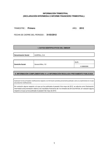 Miniature Almirall Rapport trimestriel 2012-q1