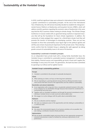 Thumbnail Vontobel Sustainability Report 2010