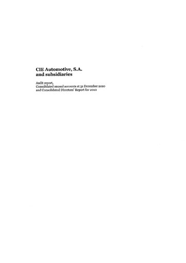Thumbnail CIE Automotive
 Financial Statement 2010