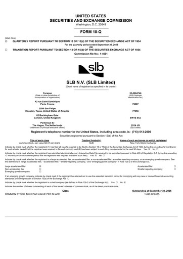 Miniature SLB (Schlumberger) Rapport trimestriel 2025-q3