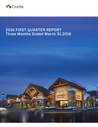 Thumbnail Crombie Real Estate Investment Trust Quarterly Report 2016-q1