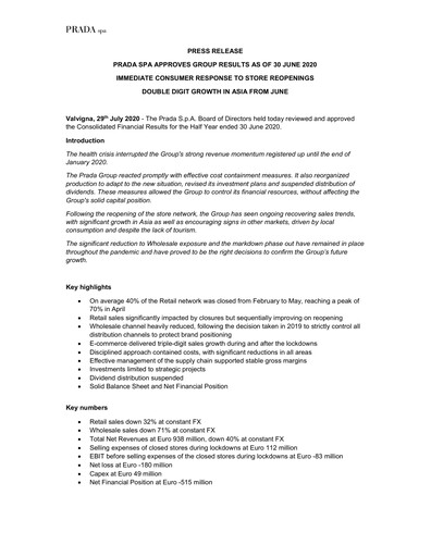 Thumbnail Prada Half-year Report 2020-h1