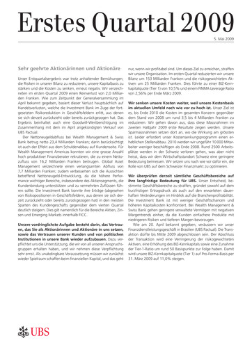 Thumbnail UBS Quarterly Report 2009-q1