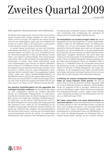 Thumbnail UBS Quarterly Report 2009-q2