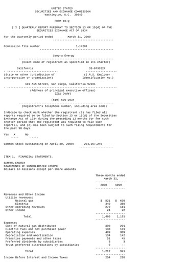 Thumbnail Sempra Quarterly Report 2000-q1