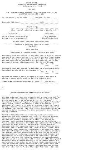 Thumbnail Sempra Quarterly Report 2004-q3