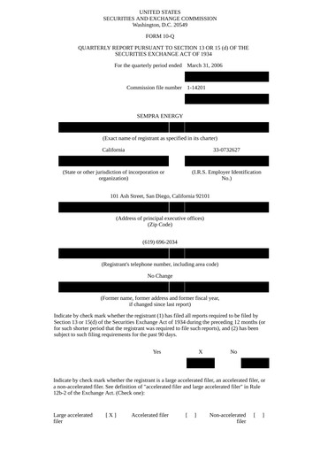 Thumbnail Sempra Quarterly Report 2006-q1