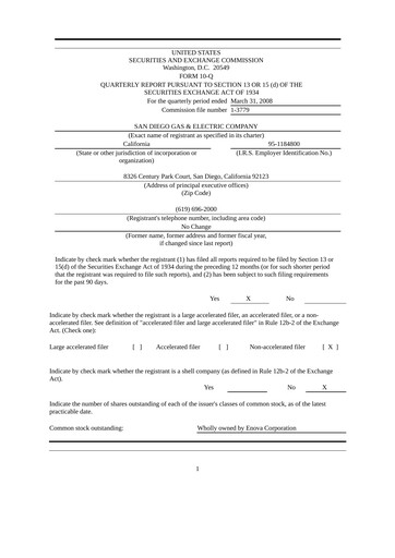 Thumbnail Sempra Quarterly Report 2008-q1