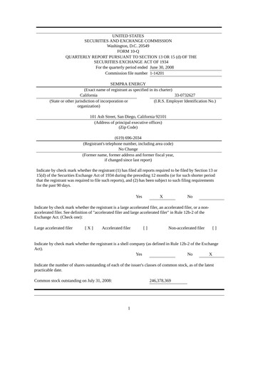 Thumbnail Sempra Quarterly Report 2008-q2