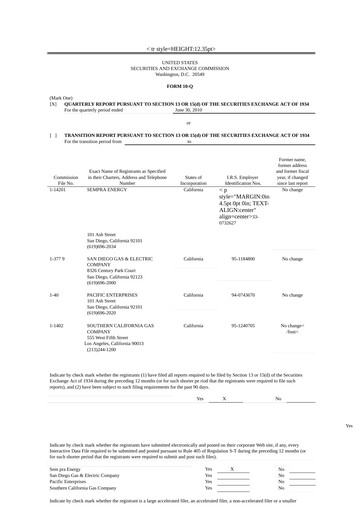 Thumbnail Sempra Quarterly Report 2010-q2
