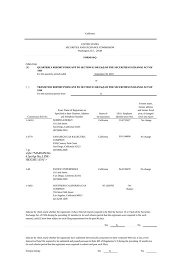 Thumbnail Sempra Quarterly Report 2010-q3