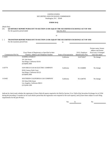 Thumbnail Sempra Quarterly Report 2012-q2