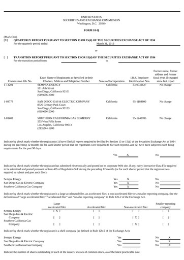 Thumbnail Sempra Quarterly Report 2013-q1