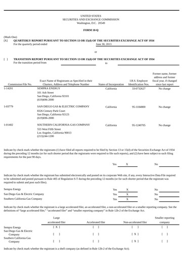 Thumbnail Sempra Quarterly Report 2013-q2