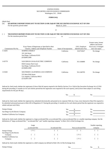 Thumbnail Sempra Quarterly Report 2014-q1