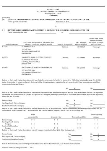 Thumbnail Sempra Quarterly Report 2014-q3