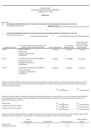 Thumbnail Sempra Quarterly Report 2015-q3