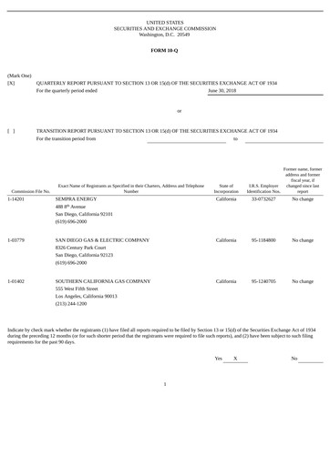 Thumbnail Sempra Quarterly Report 2018-q2