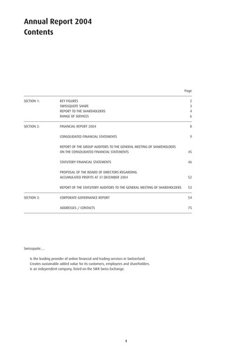 Thumbnail Swissquote Annual Report 2004