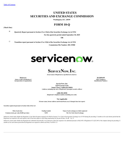 Miniature ServiceNow Rapport trimestriel 2025-q3